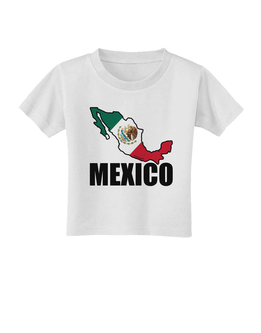 Mexico Outline - Mexican Flag - Mexico Text Toddler T-Shirt by TooLoud-Toddler T-Shirt-TooLoud-White-2T-Davson Sales