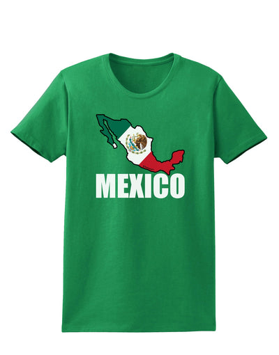 Mexico Outline - Mexican Flag - Mexico Text Womens Dark T-Shirt by TooLoud-Womens T-Shirt-TooLoud-Kelly-Green-X-Small-Davson Sales