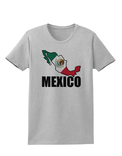 Mexico Outline - Mexican Flag - Mexico Text Womens T-Shirt by TooLoud-Womens T-Shirt-TooLoud-AshGray-X-Small-Davson Sales