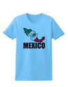 Mexico Outline - Mexican Flag - Mexico Text Womens T-Shirt by TooLoud-Womens T-Shirt-TooLoud-Aquatic-Blue-X-Small-Davson Sales