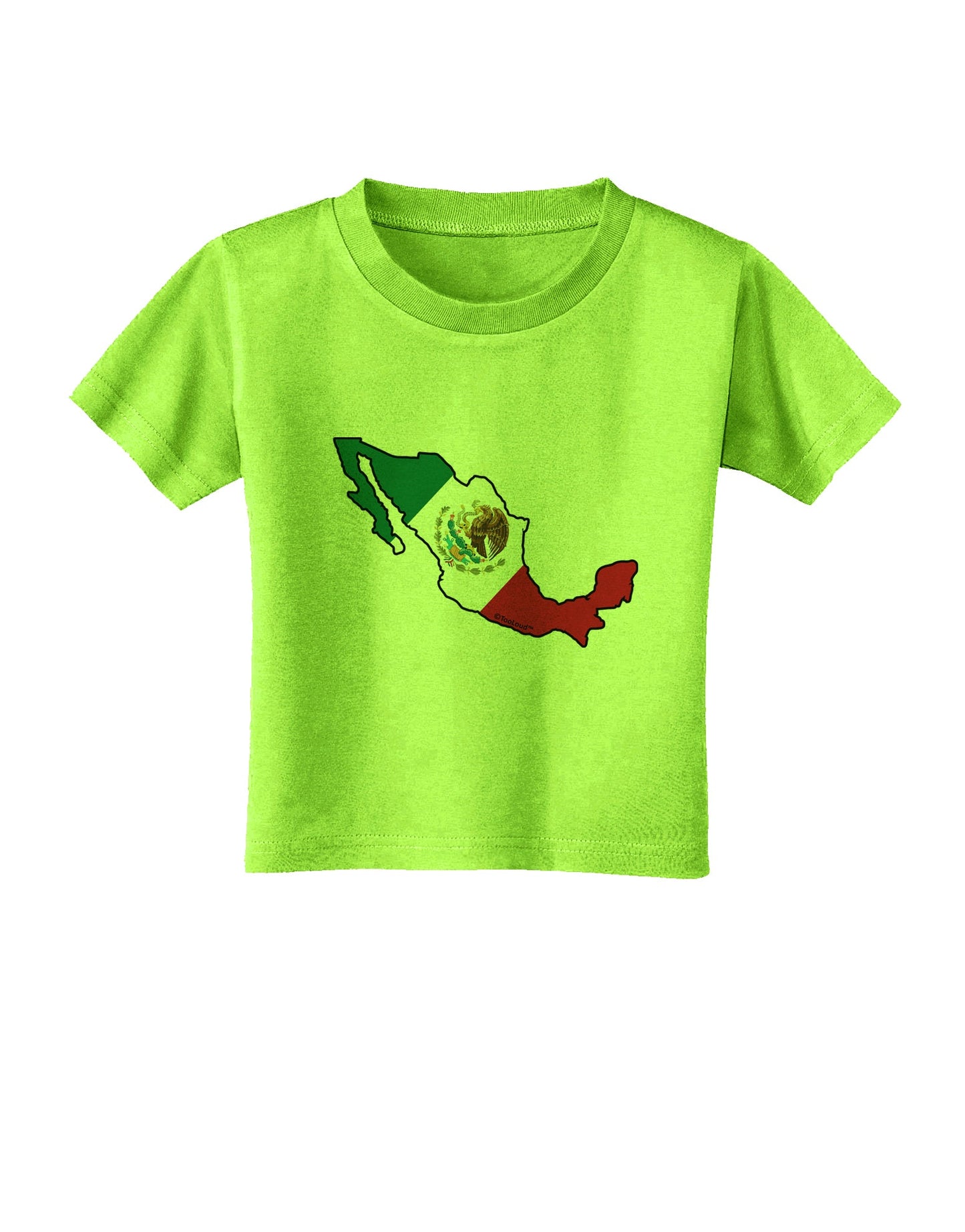Mexico Outline - Mexican Flag Toddler T-Shirt by TooLoud-Toddler T-Shirt-TooLoud-Lime-Green-2T-Davson Sales