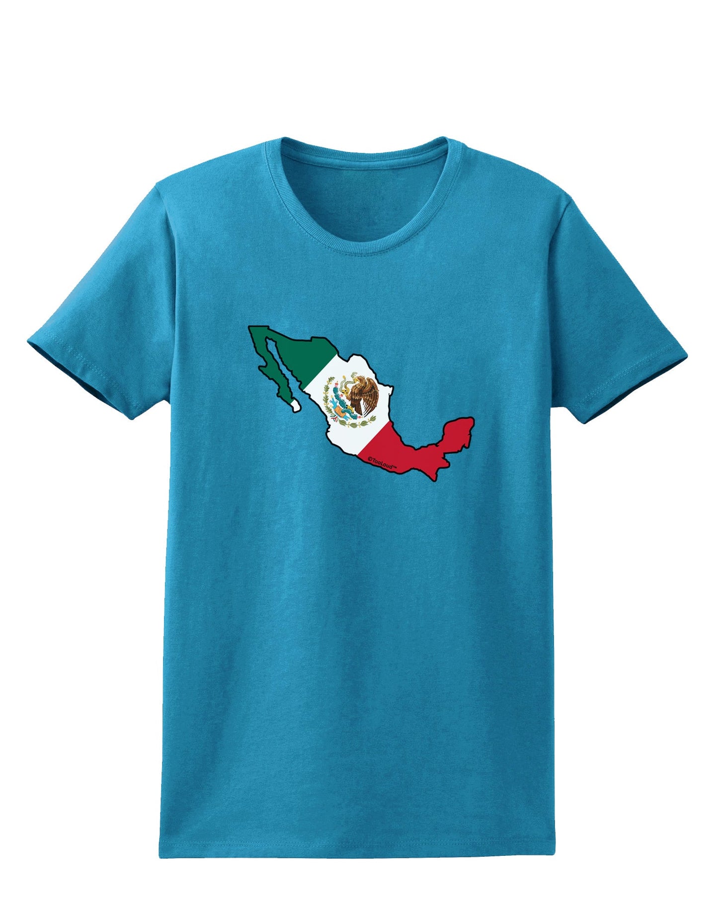 Mexico Outline - Mexican Flag Womens Dark T-Shirt by TooLoud-Womens T-Shirt-TooLoud-Turquoise-X-Small-Davson Sales