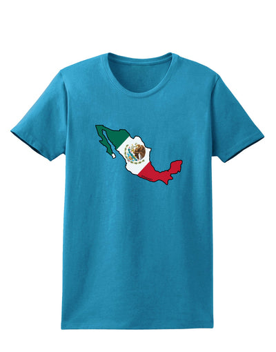 Mexico Outline - Mexican Flag Womens Dark T-Shirt by TooLoud-Womens T-Shirt-TooLoud-Turquoise-X-Small-Davson Sales