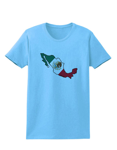 Mexico Outline - Mexican Flag Womens T-Shirt by TooLoud-Womens T-Shirt-TooLoud-Aquatic-Blue-X-Small-Davson Sales