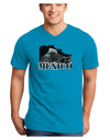 Mexico - Temple No 2 Adult Dark V-Neck T-Shirt-TooLoud-Turquoise-Small-Davson Sales