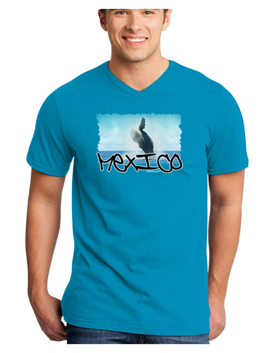 Mexico - Whale Watching Cut-out Adult Dark V-Neck T-Shirt-TooLoud-Turquoise-Small-Davson Sales