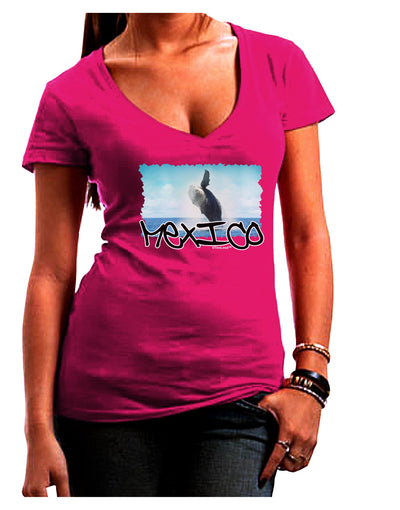 Mexico - Whale Watching Cut-out Juniors V-Neck Dark T-Shirt-Womens V-Neck T-Shirts-TooLoud-Hot-Pink-Juniors Fitted Small-Davson Sales