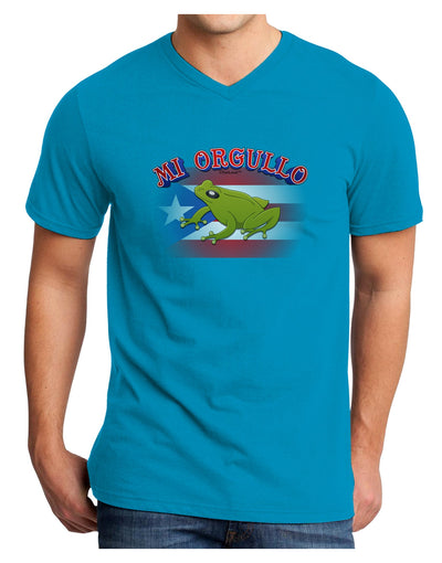 Mi Orgullo Coqui Adult Dark V-Neck T-Shirt-Mens V-Neck T-Shirt-TooLoud-Turquoise-Small-Davson Sales