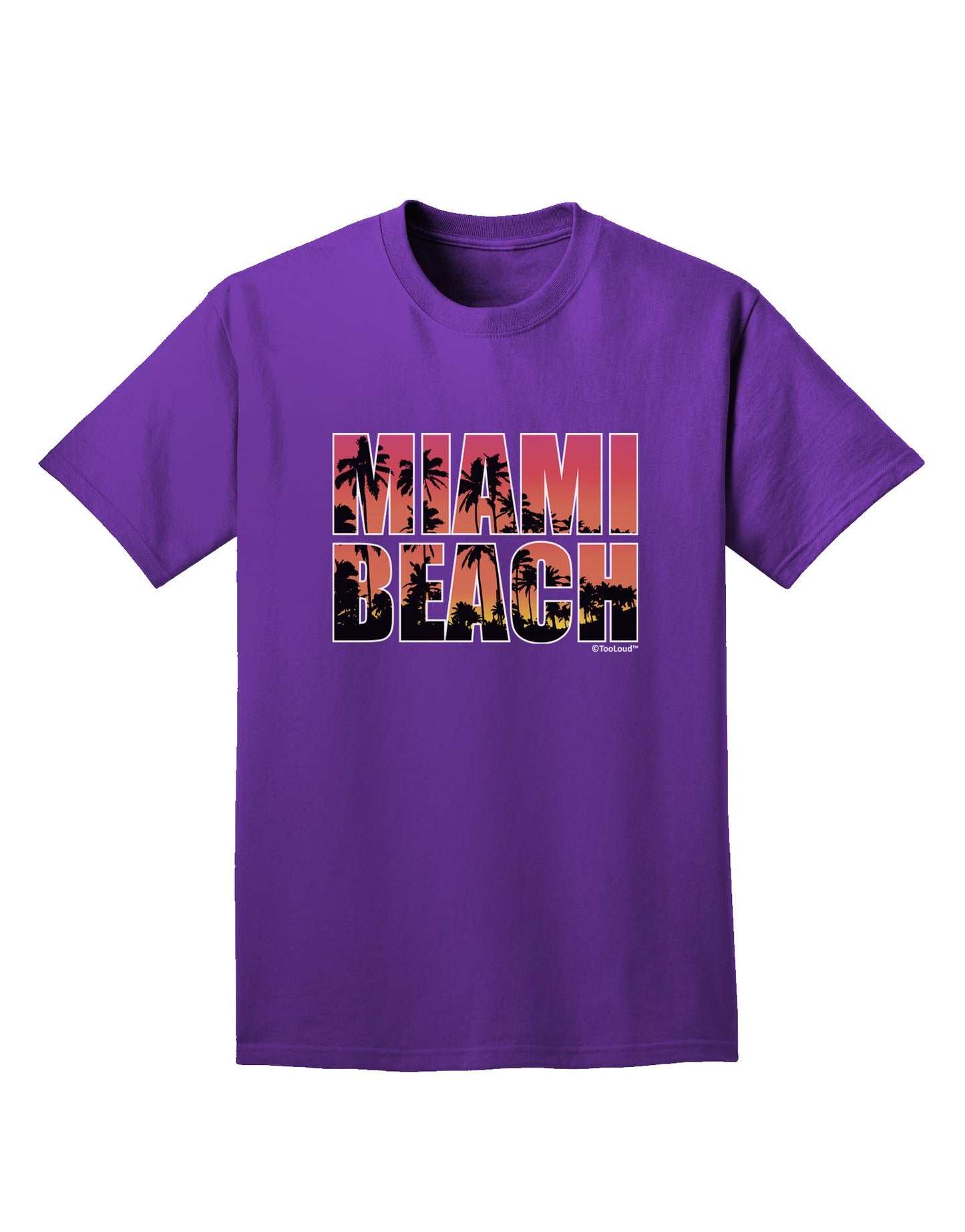 Miami Beach - Sunset Palm Trees Adult Dark T-Shirt by TooLoud-Mens T-Shirt-TooLoud-Purple-Small-Davson Sales