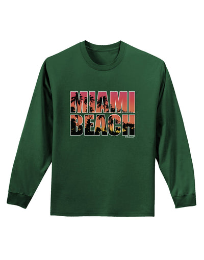 Miami Beach - Sunset Palm Trees Adult Long Sleeve Dark T-Shirt by TooLoud-TooLoud-Dark-Green-Small-Davson Sales