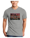 Miami Beach - Sunset Palm Trees Adult V-Neck T-shirt by TooLoud-Mens V-Neck T-Shirt-TooLoud-HeatherGray-Small-Davson Sales