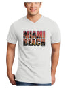 Miami Beach - Sunset Palm Trees Adult V-Neck T-shirt by TooLoud-Mens V-Neck T-Shirt-TooLoud-White-Small-Davson Sales