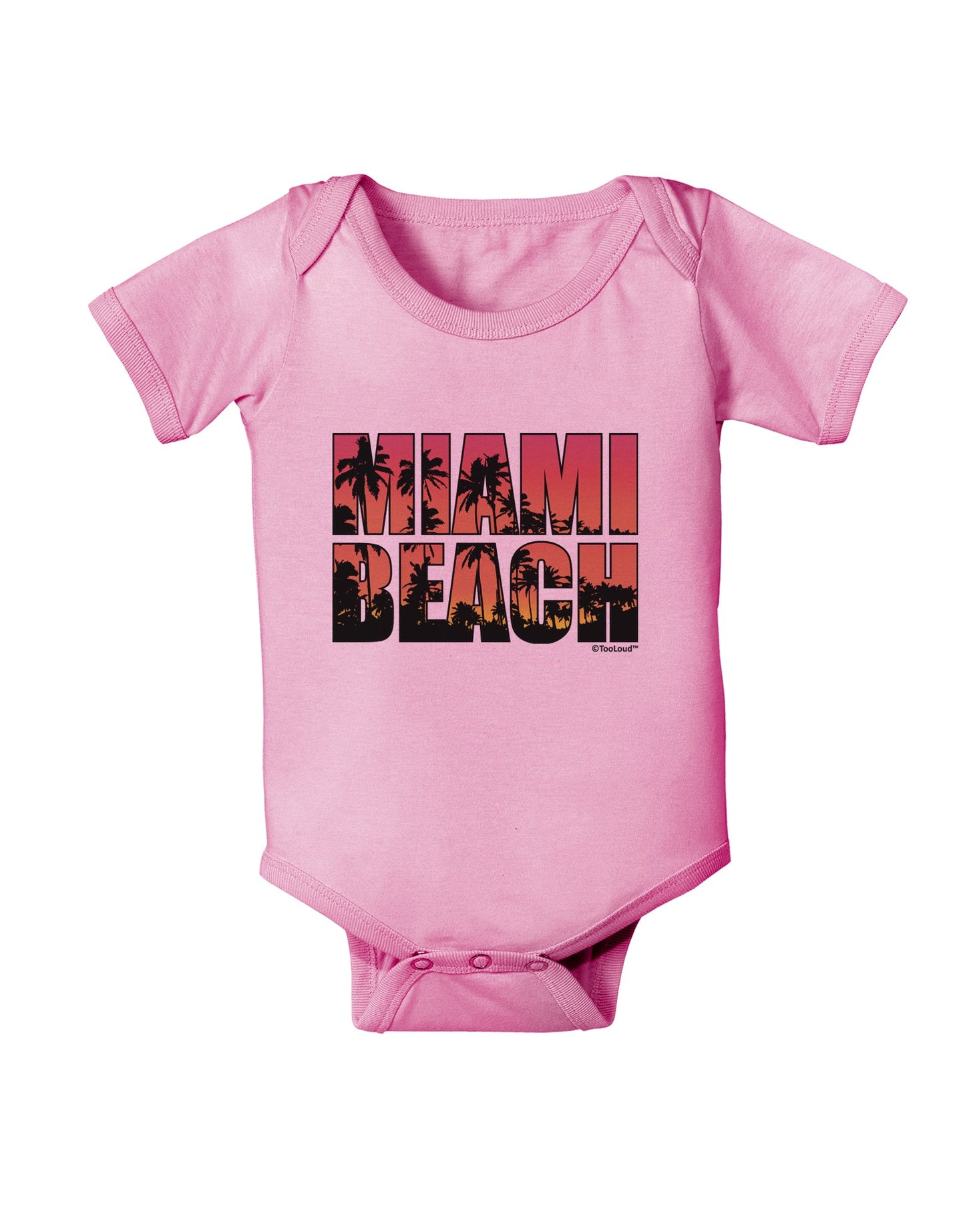 Miami Beach - Sunset Palm Trees Baby Romper Bodysuit by TooLoud-Baby Romper-TooLoud-Light-Pink-06-Months-Davson Sales