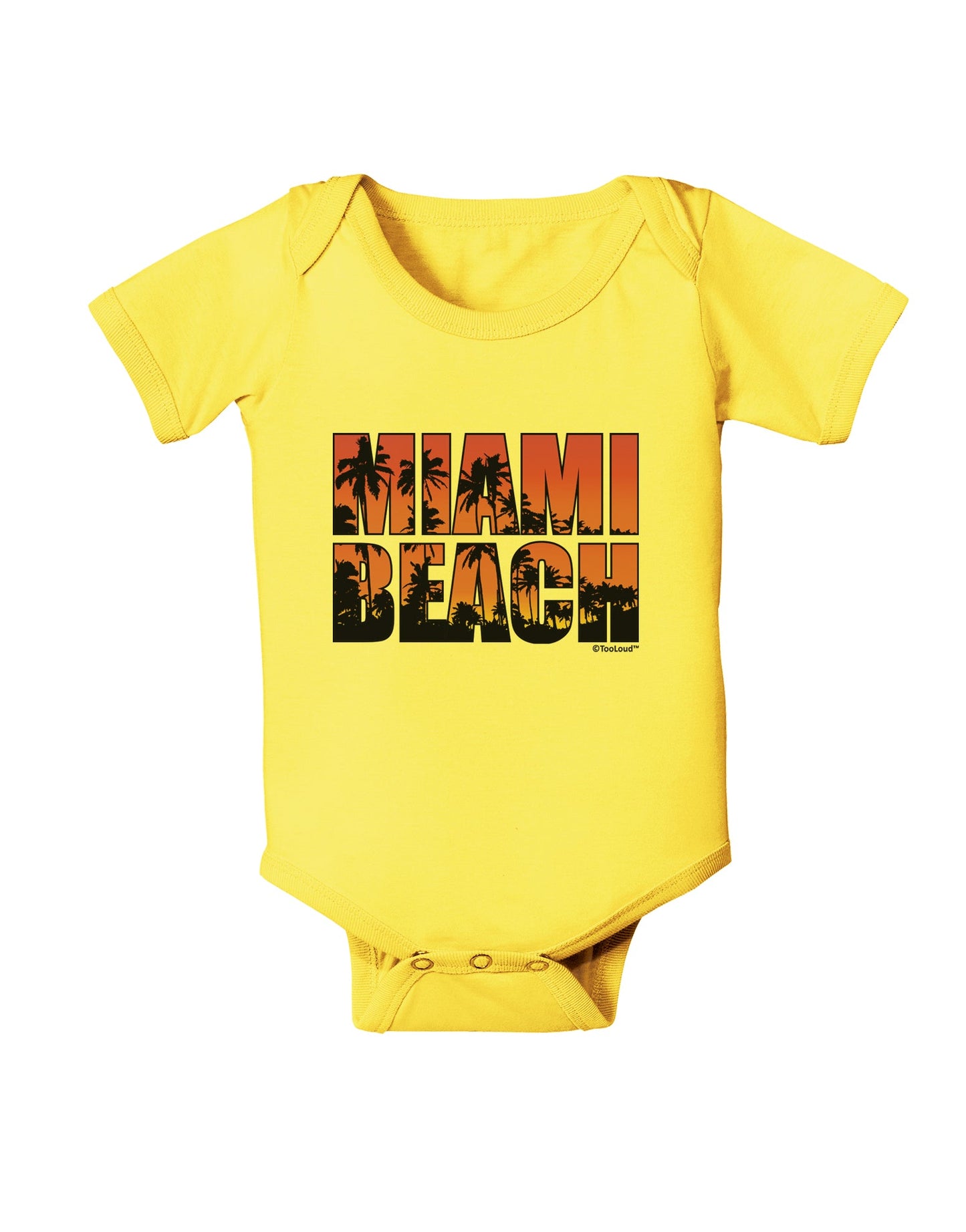 Miami Beach - Sunset Palm Trees Baby Romper Bodysuit by TooLoud-Baby Romper-TooLoud-Yellow-06-Months-Davson Sales