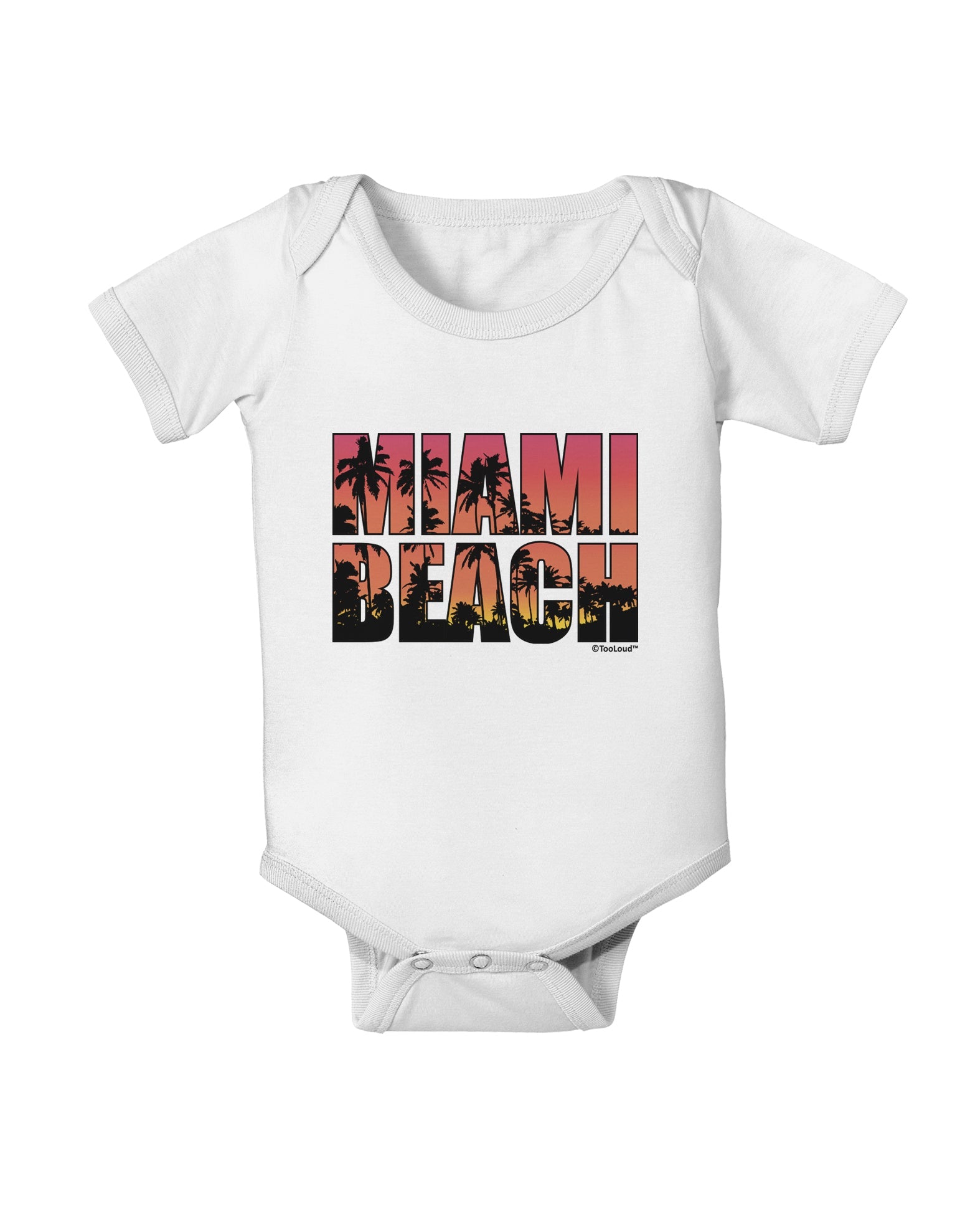 Miami Beach - Sunset Palm Trees Baby Romper Bodysuit by TooLoud-Baby Romper-TooLoud-White-06-Months-Davson Sales