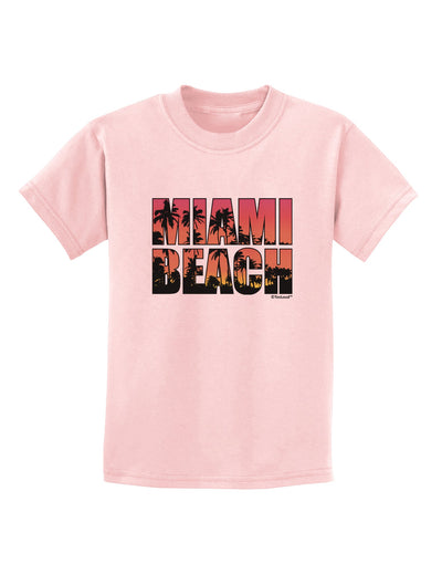 Miami Beach - Sunset Palm Trees Childrens T-Shirt by TooLoud-Childrens T-Shirt-TooLoud-PalePink-X-Small-Davson Sales