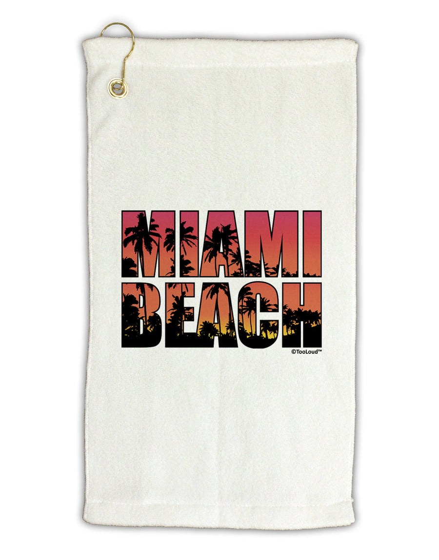 Miami Beach - Sunset Palm Trees Micro Terry Gromet Golf Towel 16 x 25 inch by TooLoud-Golf Towel-TooLoud-White-Davson Sales