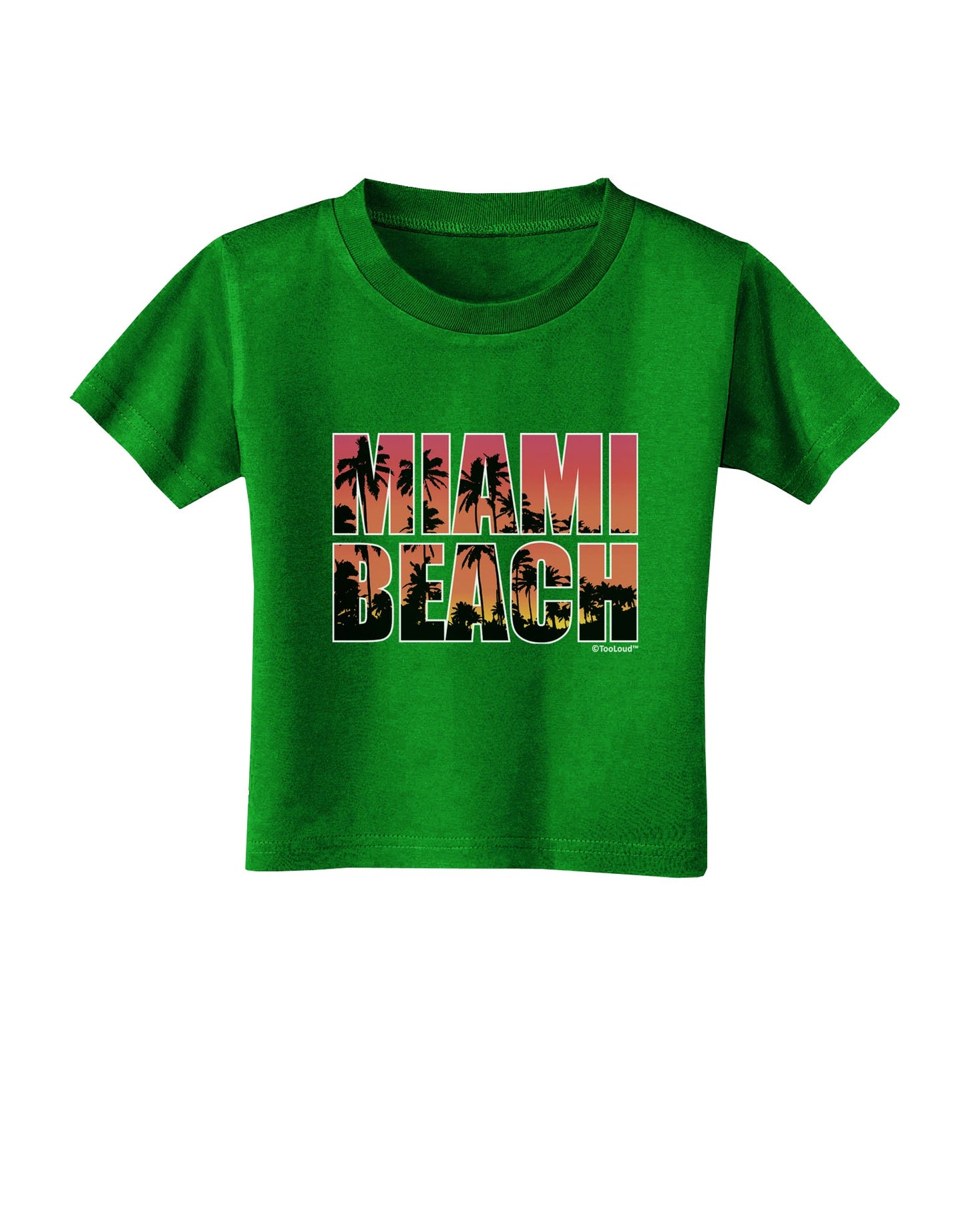 Miami Beach - Sunset Palm Trees Toddler T-Shirt Dark by TooLoud-Toddler T-Shirt-TooLoud-Clover-Green-2T-Davson Sales