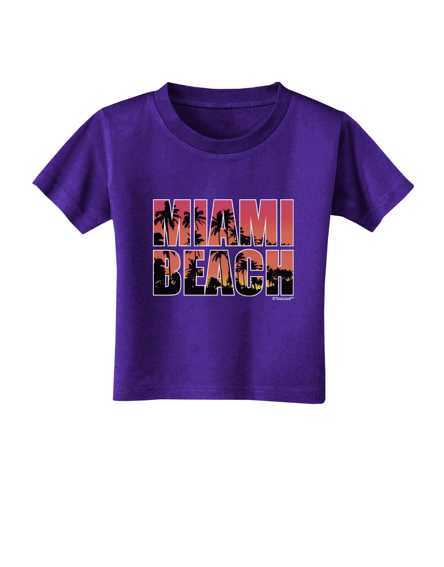 Miami Beach - Sunset Palm Trees Toddler T-Shirt Dark by TooLoud-Toddler T-Shirt-TooLoud-Purple-2T-Davson Sales