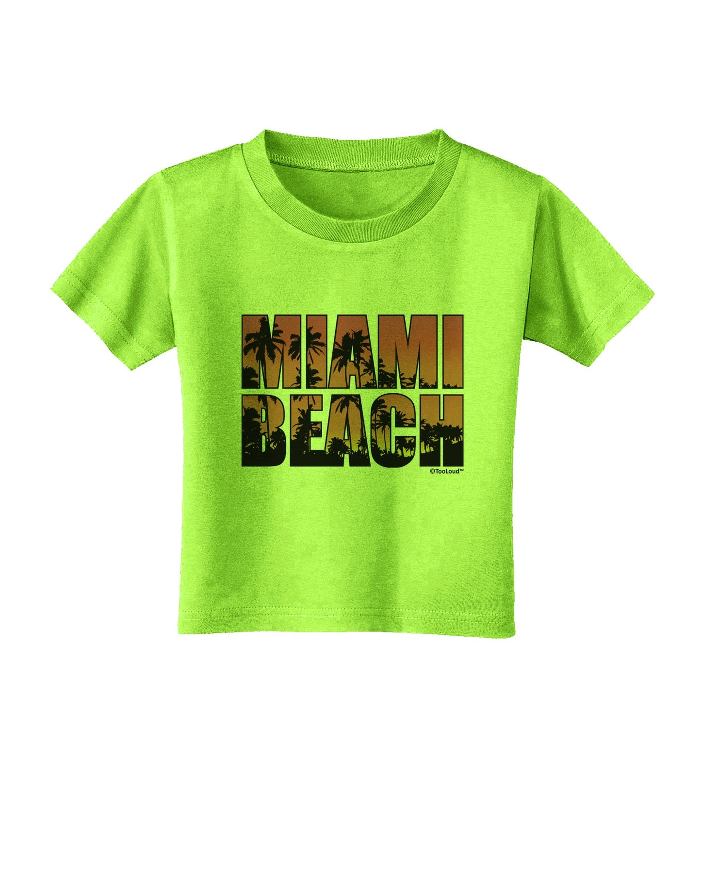 Miami Beach - Sunset Palm Trees Toddler T-Shirt by TooLoud-Toddler T-Shirt-TooLoud-Lime-Green-2T-Davson Sales