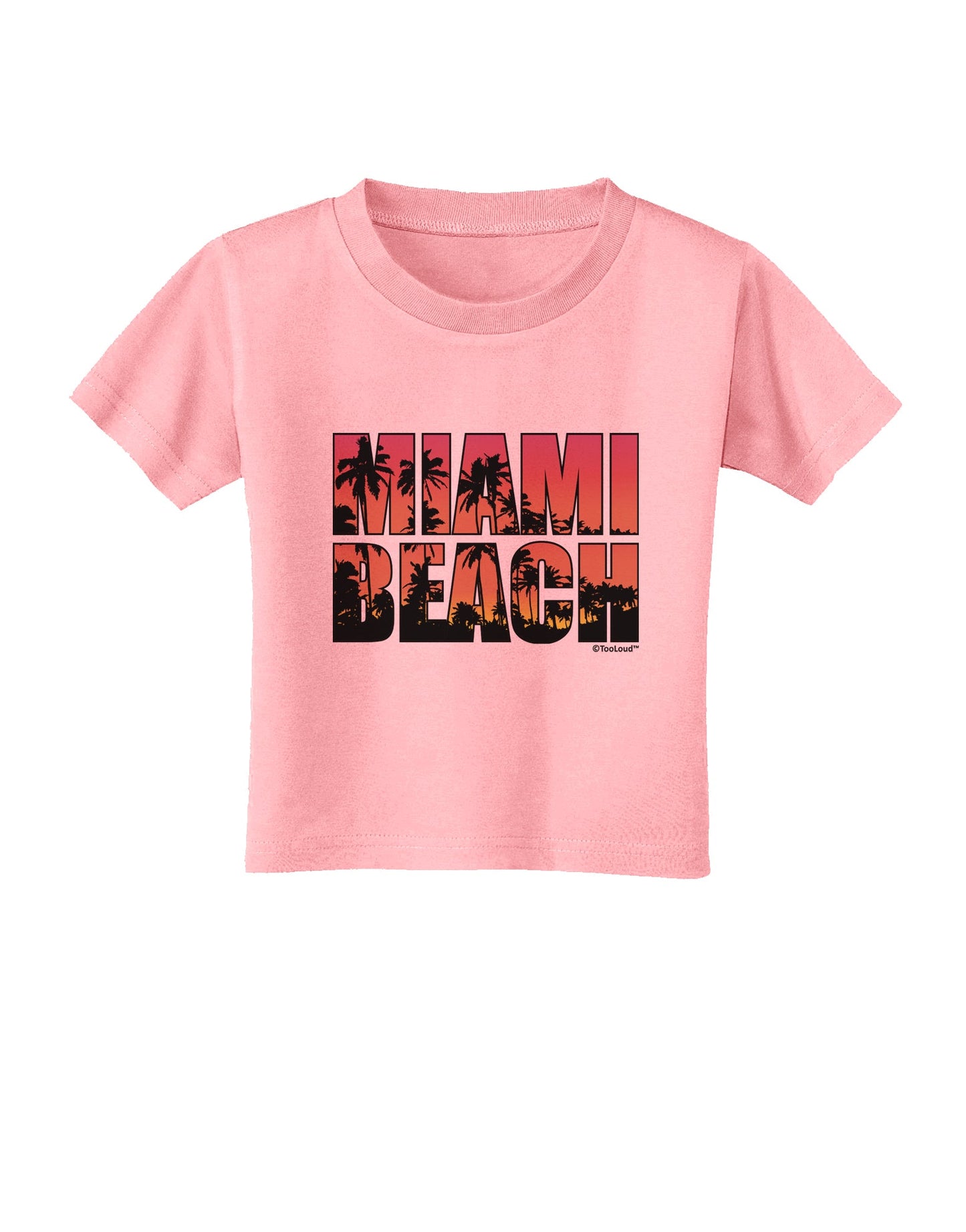 Miami Beach - Sunset Palm Trees Toddler T-Shirt by TooLoud-Toddler T-Shirt-TooLoud-Candy-Pink-2T-Davson Sales