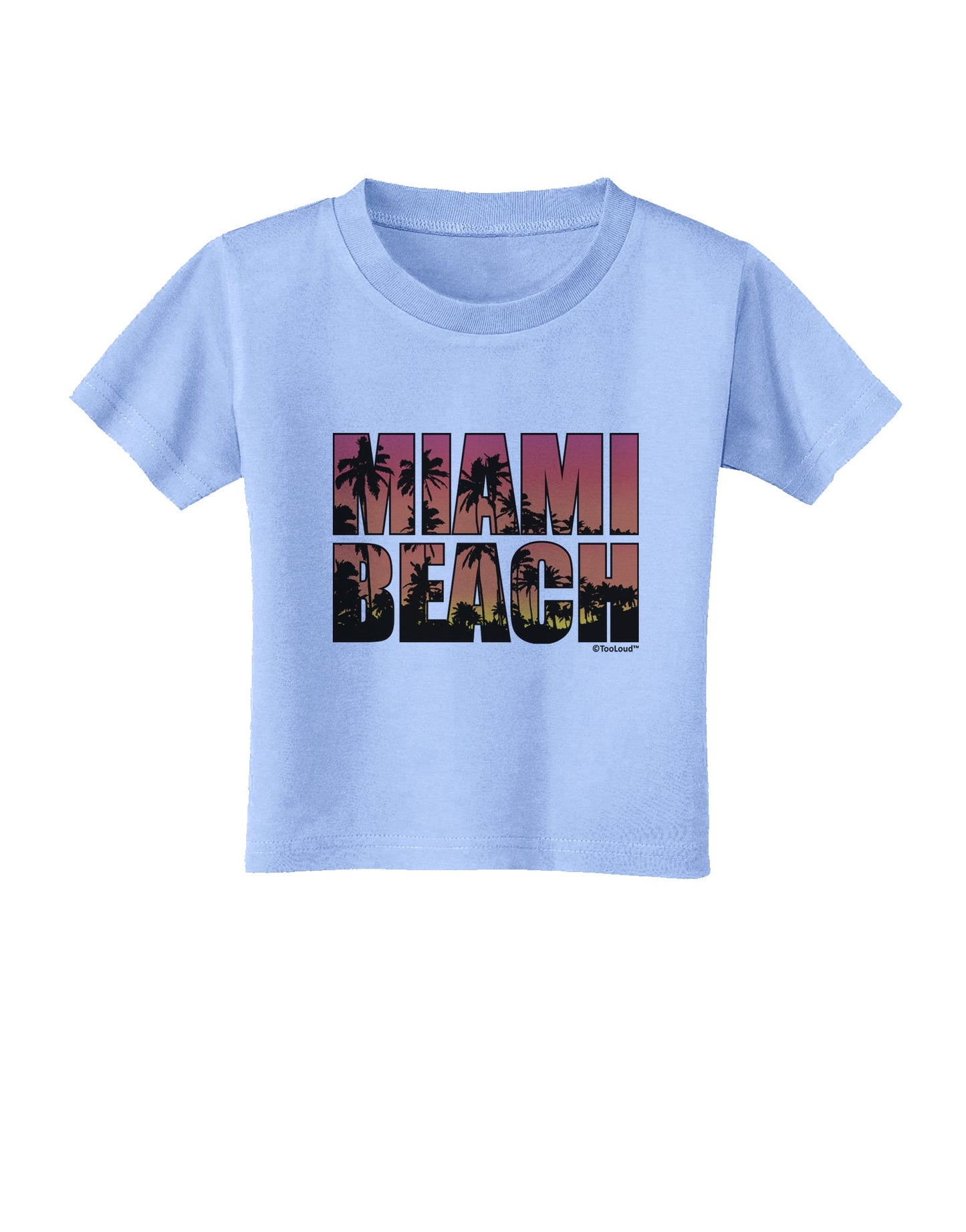 Miami Beach - Sunset Palm Trees Toddler T-Shirt by TooLoud-Toddler T-Shirt-TooLoud-Aquatic-Blue-2T-Davson Sales
