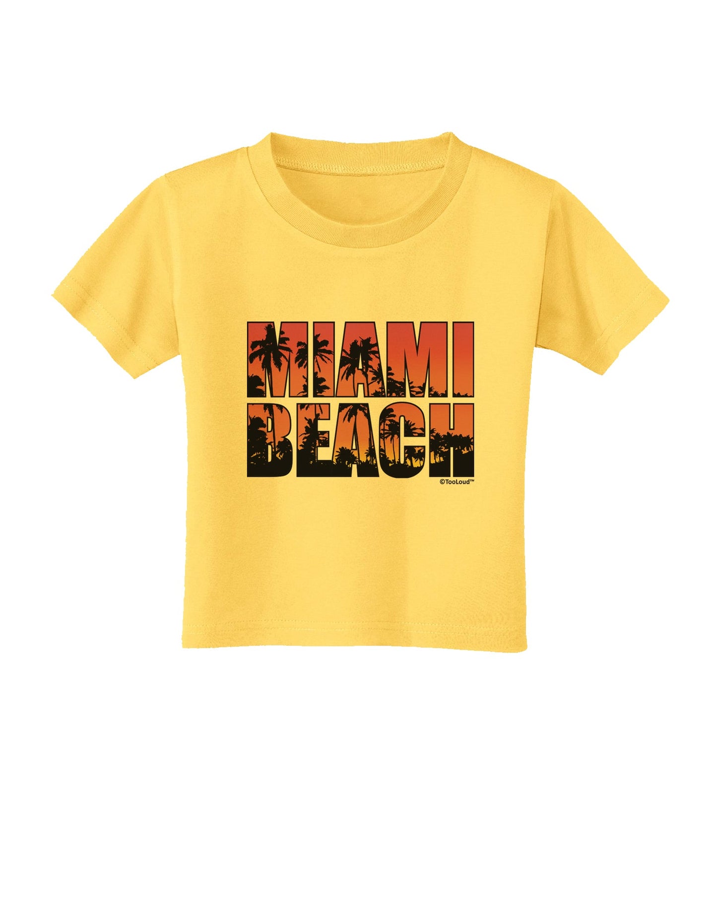 Miami Beach - Sunset Palm Trees Toddler T-Shirt by TooLoud-Toddler T-Shirt-TooLoud-Yellow-2T-Davson Sales