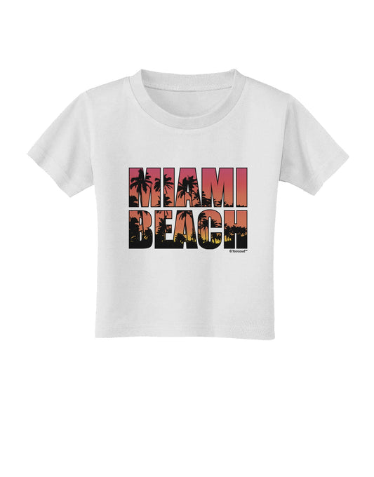 Miami Beach - Sunset Palm Trees Toddler T-Shirt by TooLoud-Toddler T-Shirt-TooLoud-White-2T-Davson Sales
