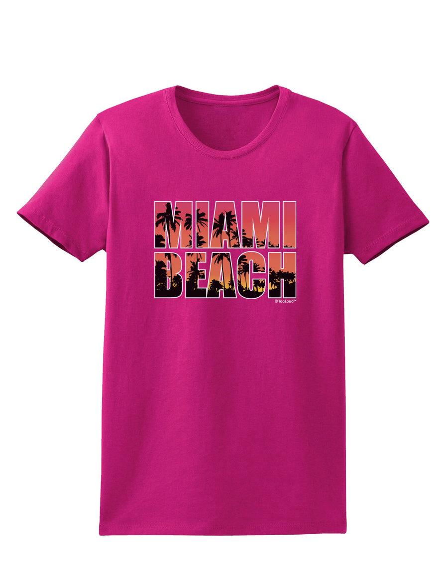 Miami Beach - Sunset Palm Trees Womens Dark T-Shirt by TooLoud-Womens T-Shirt-TooLoud-Black-X-Small-Davson Sales