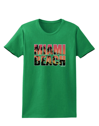 Miami Beach - Sunset Palm Trees Womens Dark T-Shirt by TooLoud-Womens T-Shirt-TooLoud-Kelly-Green-X-Small-Davson Sales