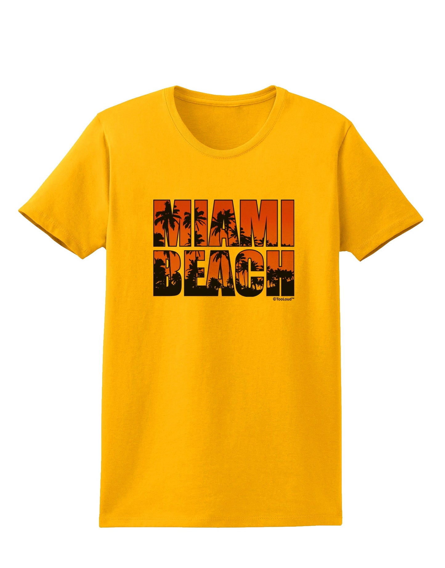 Miami Beach - Sunset Palm Trees Womens T-Shirt by TooLoud-Womens T-Shirt-TooLoud-Gold-X-Small-Davson Sales