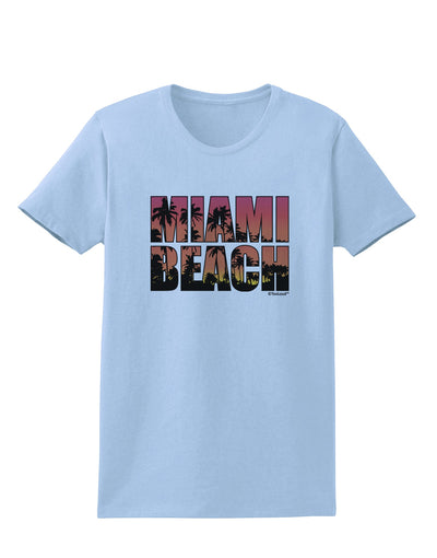 Miami Beach - Sunset Palm Trees Womens T-Shirt by TooLoud-Womens T-Shirt-TooLoud-Light-Blue-X-Small-Davson Sales