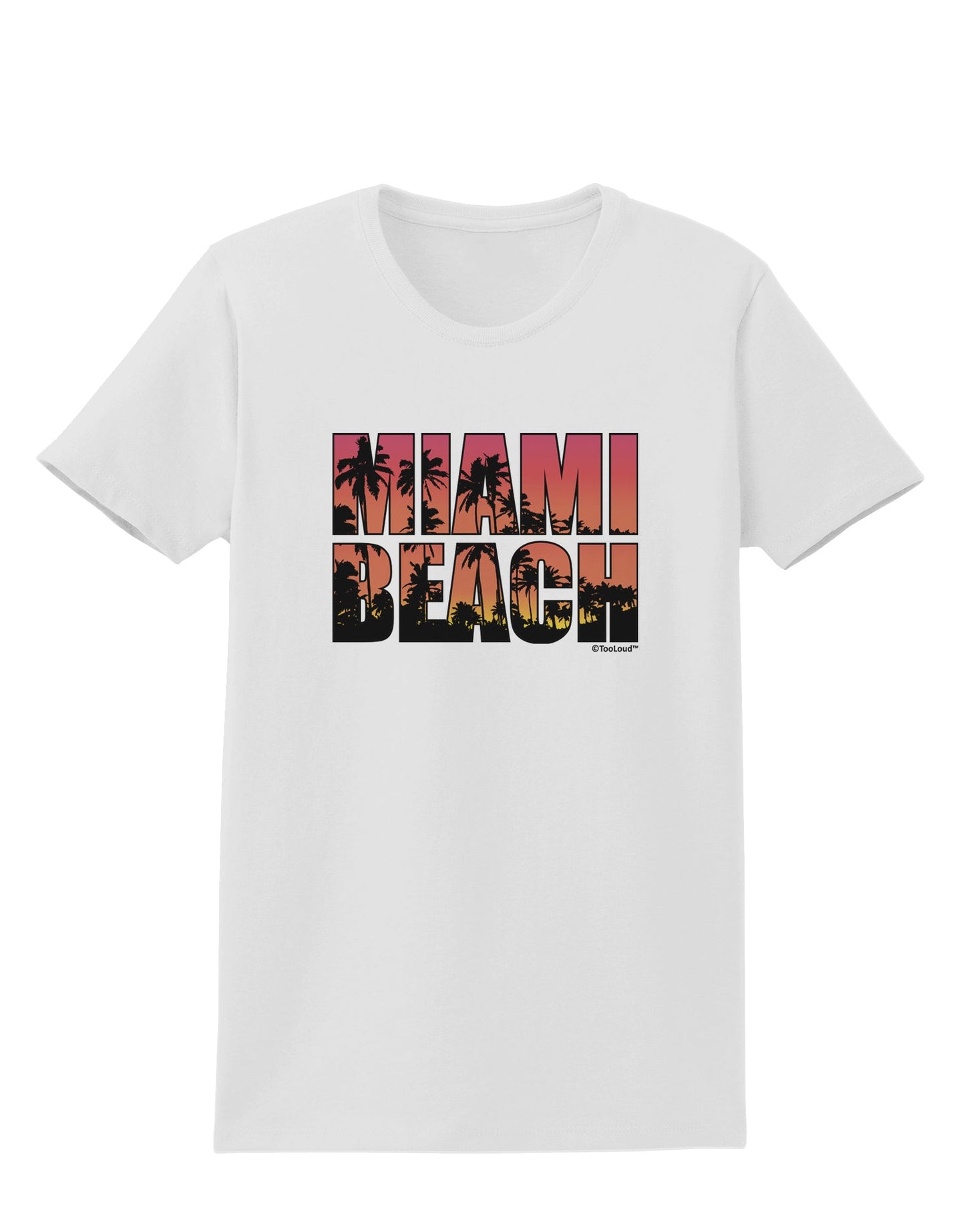 Miami Beach - Sunset Palm Trees Womens T-Shirt by TooLoud-Womens T-Shirt-TooLoud-White-X-Small-Davson Sales