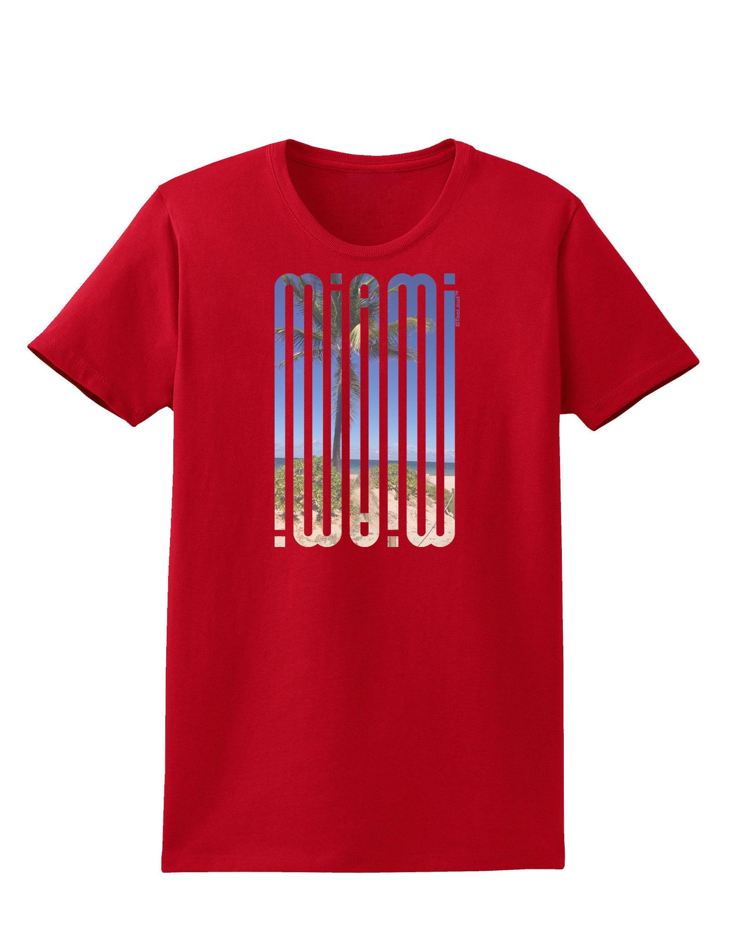 Miami Beach View Mirage Womens Dark T-Shirt-TooLoud-Red-X-Small-Davson Sales