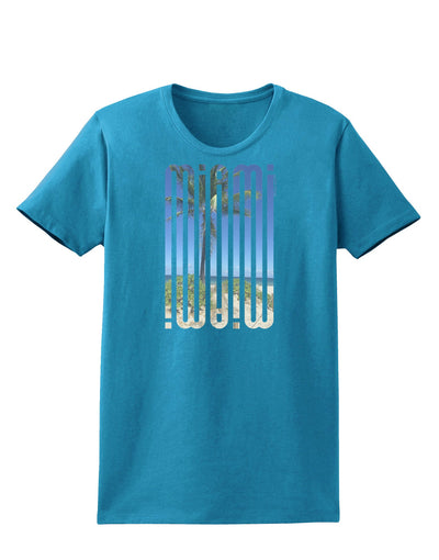 Miami Beach View Mirage Womens Dark T-Shirt-TooLoud-Turquoise-X-Small-Davson Sales