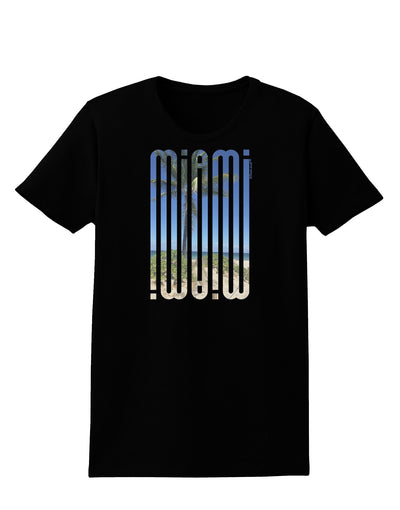 Miami Beach View Mirage Womens Dark T-Shirt-TooLoud-Black-X-Small-Davson Sales