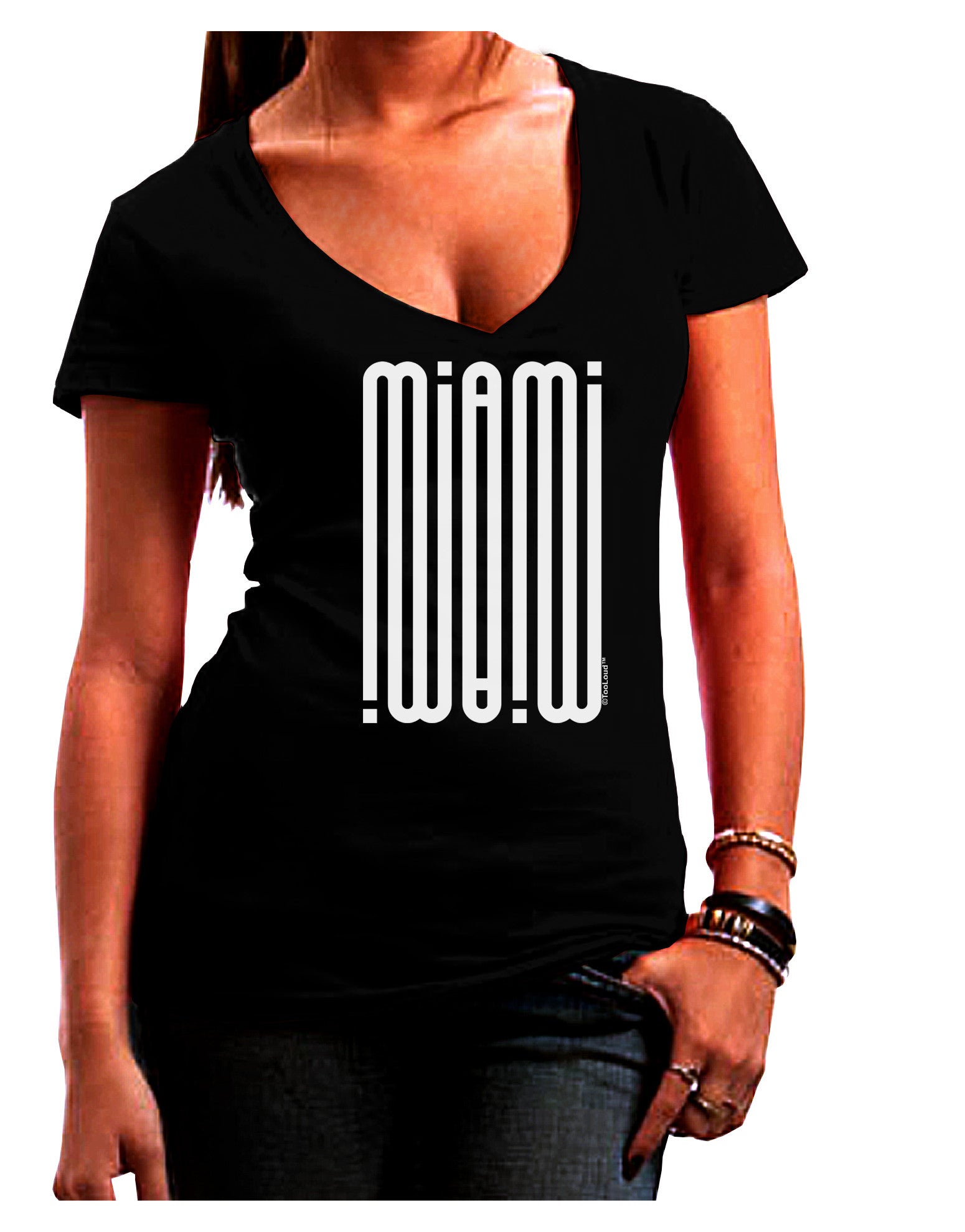 Miami Mirage Womens V-Neck Dark T-Shirt-Womens V-Neck T-Shirts-TooLoud-Black-Juniors Fitted Small-Davson Sales