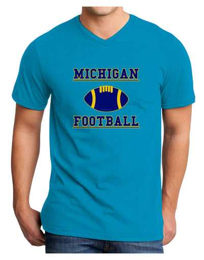 Michigan Football Adult Dark V-Neck T-Shirt by TooLoud-TooLoud-Turquoise-Small-Davson Sales