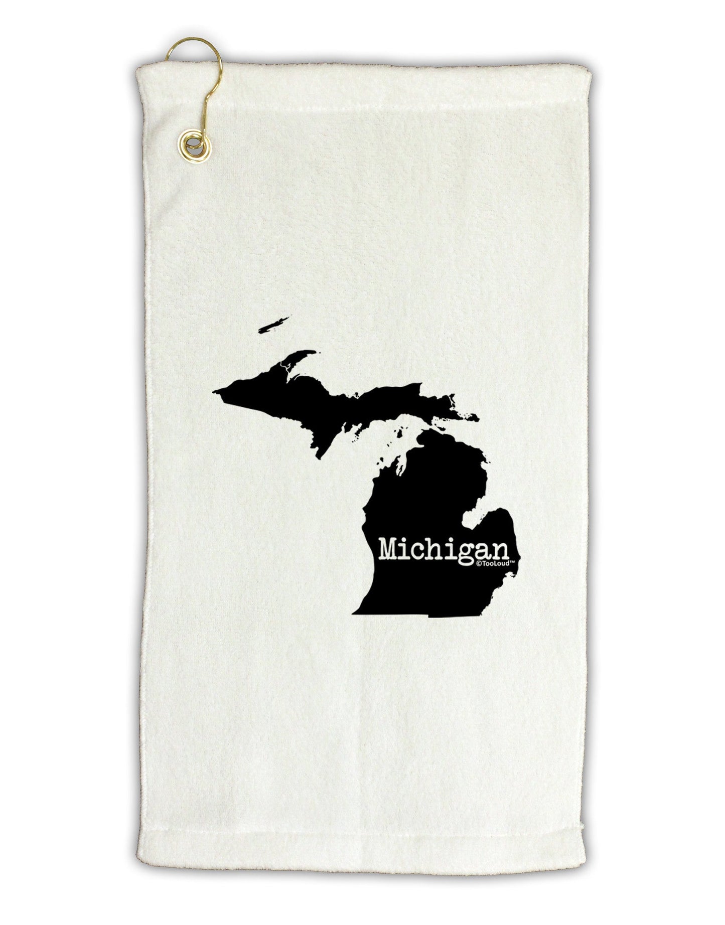 Michigan - United States Shape Micro Terry Gromet Golf Towel 11"x19-Golf Towel-TooLoud-White-Davson Sales