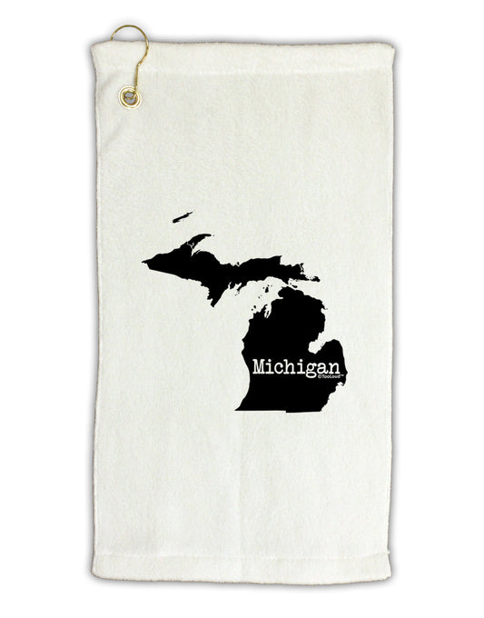 Michigan - United States Shape Micro Terry Gromet Golf Towel 11"x19-Golf Towel-TooLoud-White-Davson Sales
