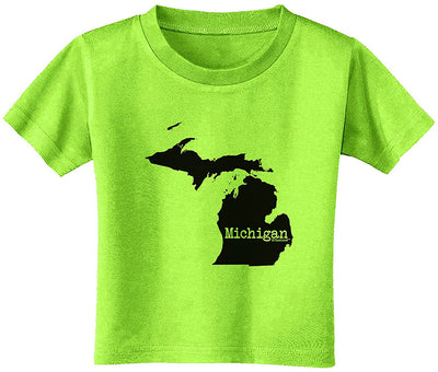 Michigan - United States Shape Toddler T-Shirt By Tooloud-Mens T-Shirt-Davson Sales-2T-Lime-Davson Sales