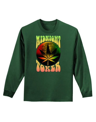 Midnight Toker Marijuana Adult Long Sleeve Dark T-Shirt-TooLoud-Dark-Green-Small-Davson Sales