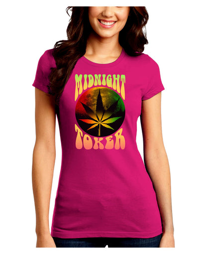 Midnight Toker Marijuana Juniors Crew Dark T-Shirt-T-Shirts Juniors Tops-TooLoud-Hot-Pink-Juniors Fitted Small-Davson Sales