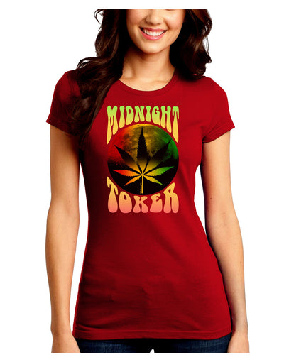 Midnight Toker Marijuana Juniors Crew Dark T-Shirt-T-Shirts Juniors Tops-TooLoud-Red-Juniors Fitted Small-Davson Sales
