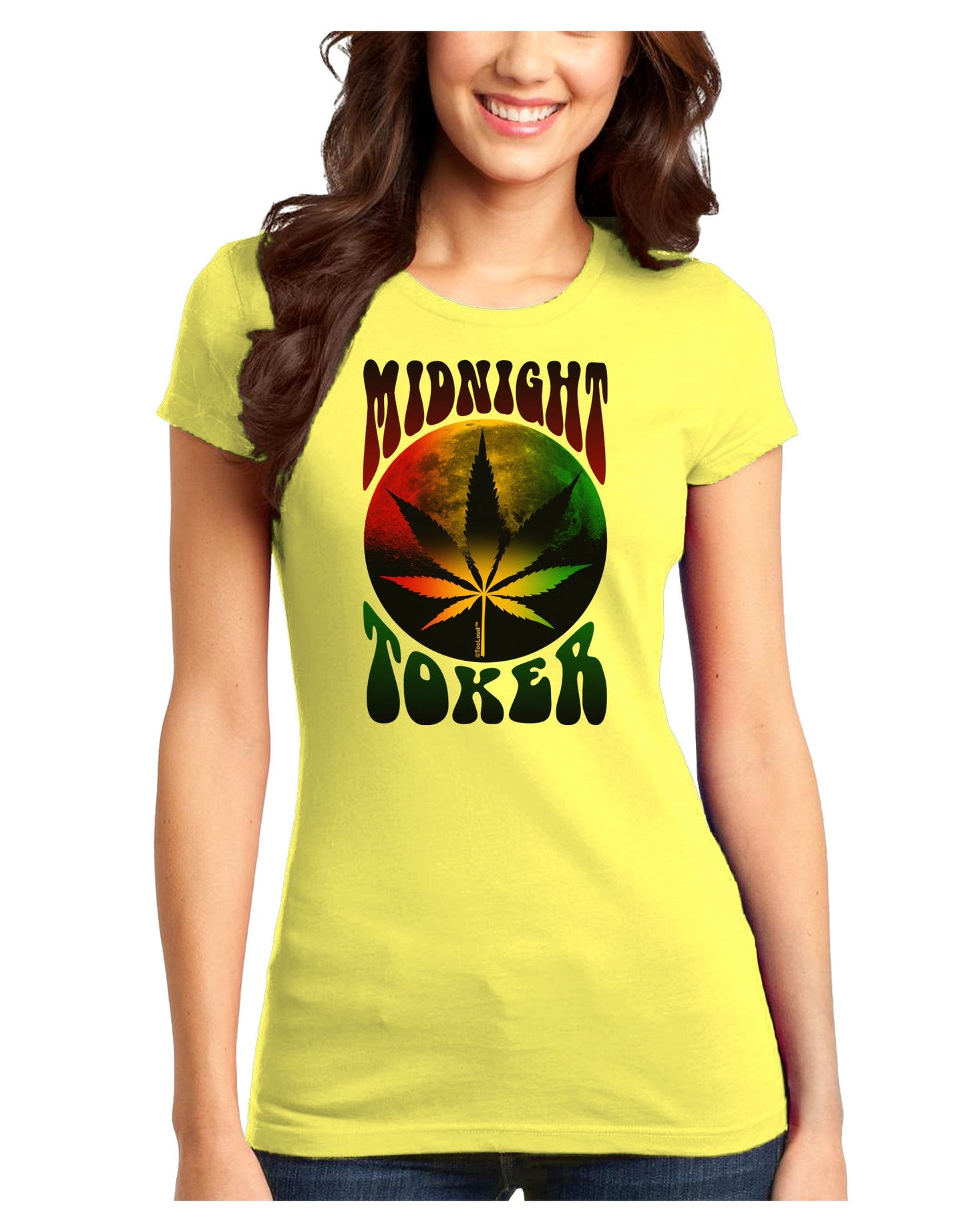Midnight Toker Marijuana Juniors T-Shirt-Womens Juniors T-Shirt-TooLoud-Yellow-Juniors Fitted X-Small-Davson Sales