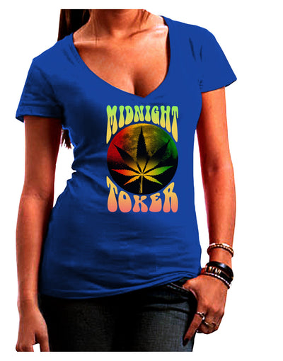 Midnight Toker Marijuana Juniors V-Neck Dark T-Shirt-Womens V-Neck T-Shirts-TooLoud-Royal-Blue-Juniors Fitted Small-Davson Sales