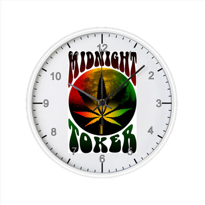 Midnight Toker Marijuana 10 Inch Round Wall Clock with Numbers