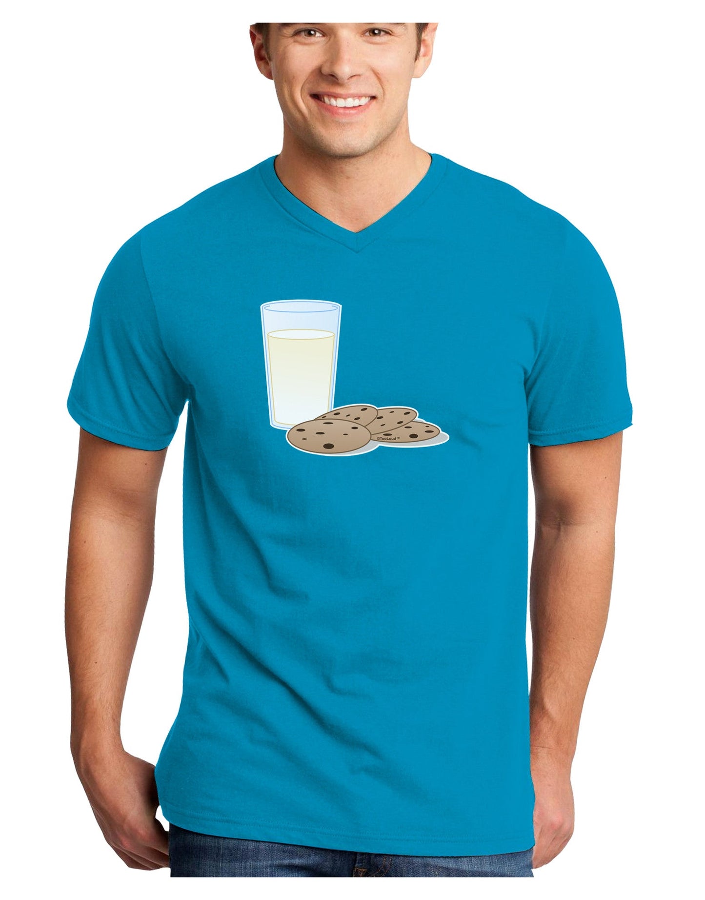 Milk and Cookies Design Adult Dark V-Neck T-Shirt-Mens V-Neck T-Shirt-TooLoud-Turquoise-Small-Davson Sales