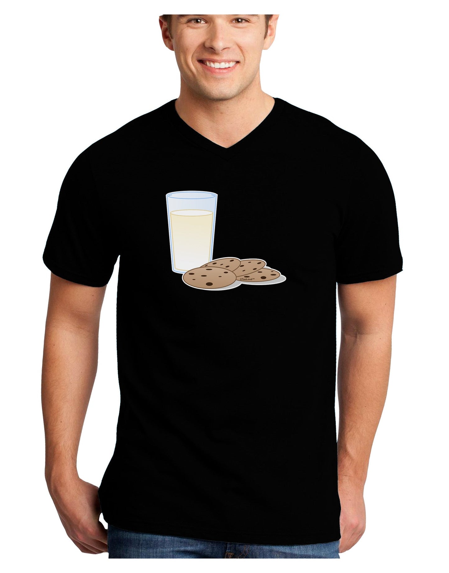 Milk and Cookies Design Adult Dark V-Neck T-Shirt-Mens V-Neck T-Shirt-TooLoud-Black-Small-Davson Sales