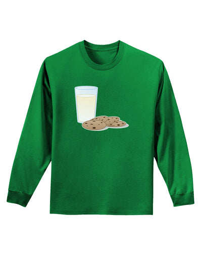 Milk and Cookies Design Adult Long Sleeve Dark T-Shirt-TooLoud-Kelly-Green-Small-Davson Sales